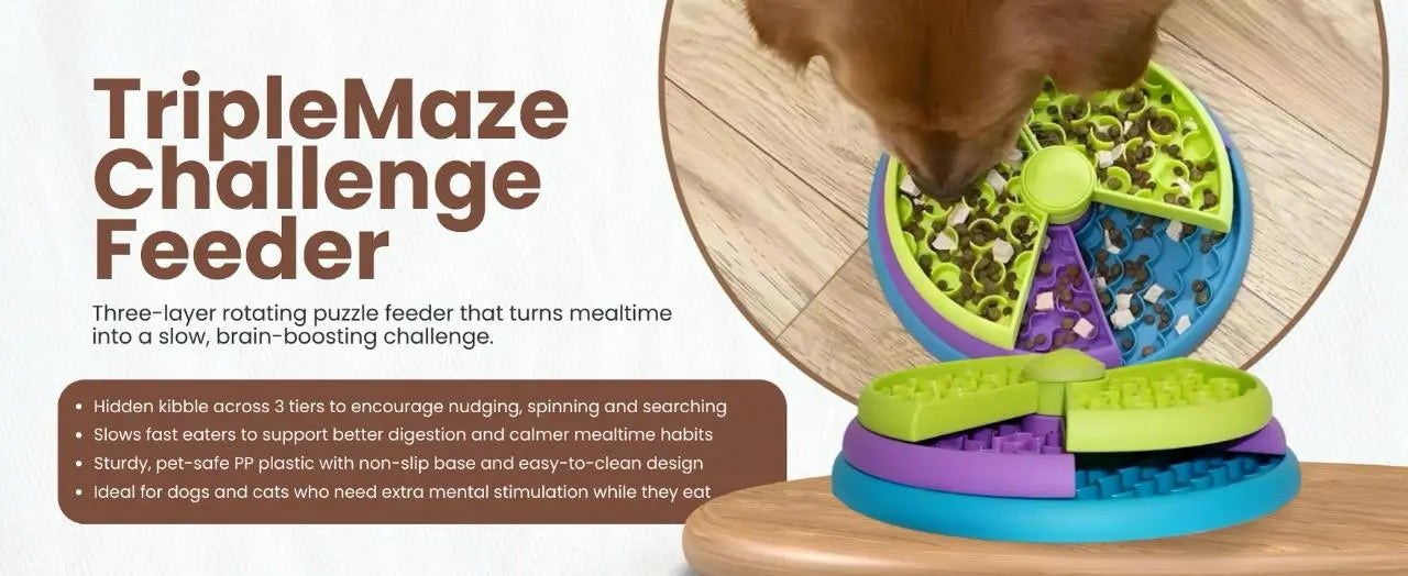 TripleMaze Challenge Feeder - Fun & Mental Stimulation