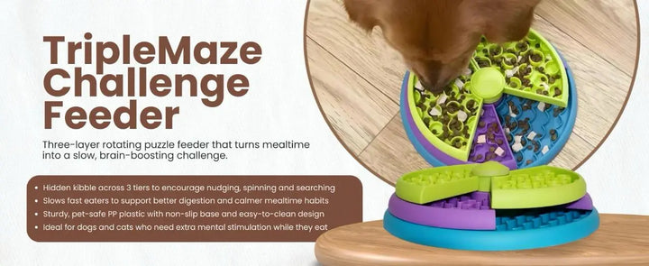 TripleMaze Challenge Feeder - Fun & Mental Stimulation